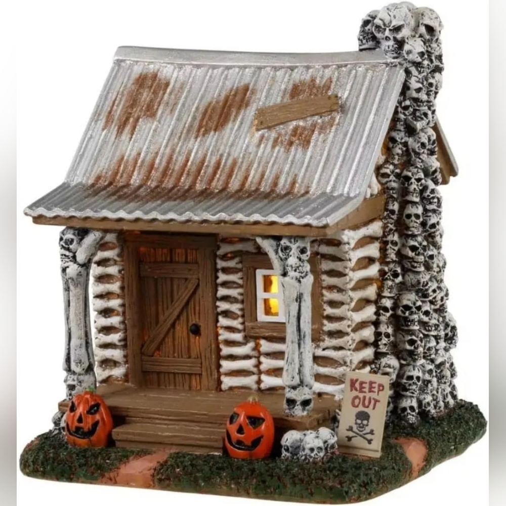 Lemax Spooky Town Skelton Cottage Cabin Village House